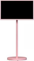 32-Inch Portable Smart TV on Wheels, 1080P FHD Rolling TV Touchscreen Android 15 Monitor, EDLA Certified, 8GB+128GB, 8MP Camera, 6–8 Hour Battery, Swivel Design, Voice Remote (Pink, M01)