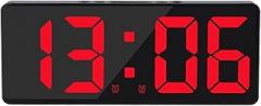 Smart Mirror Alarm Clock with Voice Activation, Digital Bedside Clock Featuring Temperature Display, Snooze Function & Electronic Watch(Red)