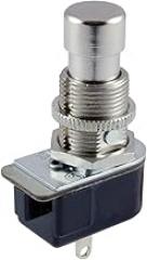 NTE Electronics 54-068 Single Pole Pushbutton Switch, SPST Circuit, ON-Off Action, Brass/Nickel Plate Actuator, Solder Lug Bottom Terminal, 6 Amp, 125V