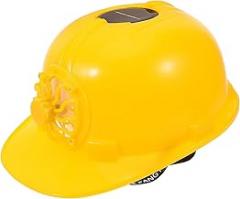 Solar Powered Hard Hat with Ventilated Fan, Yellow Construction Safety Helmet for Outdoor Workers, Breathable Protective Work Cap with Sunshade