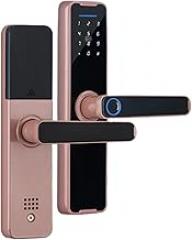 Tuya Smart Door Lock Digital Electronic Lock One-Grip Unlock Fingerprint Card Key Tuya Lock Smart Home(No Lock Body,Y)