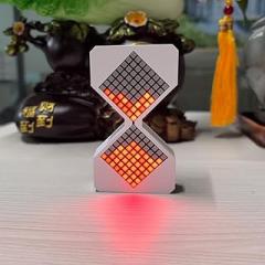 Electronic Timer Wireless Charging Desk lamp USB Charging Gift Bedside 3D Hourglass Ornament Atmosphere led Night Light(White-Red Light)