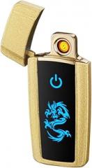 LINGAN USB Lighter Double Sides Rechargeable Windproof Flameless No Gas Coil Electronic Cigarette Lighter Fingerprint ID Lighter with USB Charging Cable for Men Women (Frosted Gold)