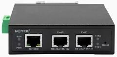 10/100M TCP/IP RJ45 to 2 Ports RS232/RS485/RS422 Serial Device Server RS-232/485/422 Converter Industrial Communication UT-6312C