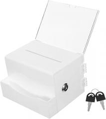 Cabilock Acrylic Donation Box with Lock Large Fundraising Ballot Box for Events and Raffles Business Card Holder Secure Collection Container for Elections and Charity Activities