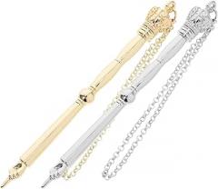 LOGOFUN 2 Pcs Jewish Bible Reading Pointer Tool Elegant Metal Finger Torah with Crown Head for Mitzvah Wedding Party Decorations - 17cm (Gold+Silver)