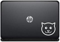 Cat Face Cartoon Right Vinyl Decal Sticker for Computer MacBook Laptop Ipad Electronics Home Window Custom Walls Cars Trucks Motorcycle Automobile and More (White)