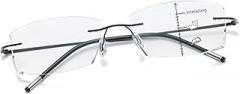 Photochromic Progressive Multifocal Reading Glasses Blue Light Blocking Rimless Transition Reader Glasses For Men Women Diamond Cut Multifocus Readers Workspace Titanium Eyeglasses Spring Hinge 3.5