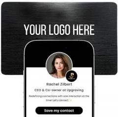 Customizable Black Metal Digital Business Card for Networking - NFC Digital Business Card with QR Code - Tap to Share Technology - No App or Subscription Required (Black)- powered by Upgraving