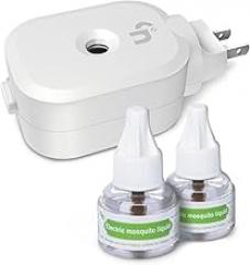 Mosquito Repeller, Electronic Mosquito Repellent Plug in Indoor Use, Includes 2-Pack 280 Hr Repellent Refills, No Candles or Flames, DEET-Free, for Home, Bedroom, Office, Kitchen (White)