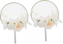 UKCOCO 2pcs Embroidered Floral Round Handheld Fans with Tassel for Photography Dance Performances and Home Decor Elegant Traditional Design