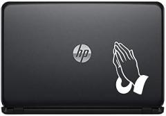 Pray Hand Left Version 2 Vinyl Decal Sticker for Computer MacBook Laptop Ipad Electronics Home Window Custom Walls Cars Trucks Motorcycle Automobile and More (White)