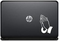 Pray Hand Left Version 2 Vinyl Decal Sticker for Computer MacBook Laptop Ipad Electronics Home Window Custom Walls Cars Trucks Motorcycle Automobile and More (White)