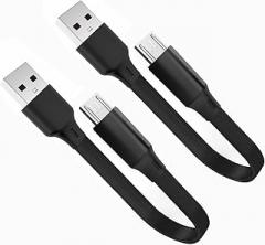 2Pack 0.8FT Fast Charging Short Micro USB Cables, USB to Micro USB Charger Cable Android Cable Suitable for Samsung Galaxy S23/S22/Note 20, Pixel 7/6, LG,Kindle Electronic Reader etc. (Black)