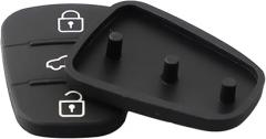Rubber Key Case for Hyundai I10, I20, I30 & Ceed 2012 – 3-Button Black Remote Cover Replacement Housing with Rubber Shell (2-Pack)
