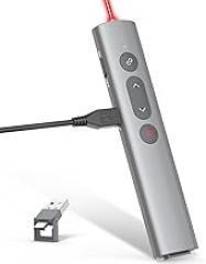 Presentation Clickers for PowerPoint Presentations, [Aluminum Alloy] + [2 in 1 USB C/A] PowerPoint Clicker with Laser Pointer Wireless Presenter PPT Slide Remote Control Computer Clicker for Mac