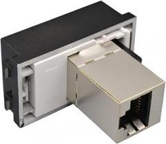 Black Shielded CAT6 RJ45 LAN Connector Female to Female Network Module 23x36mm Socket