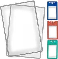 MagniPros (2 Pack) Large Full Page 3X Premium Magnifying Sheet Fresnel Lens 7.5 X 10.5 with 3 Bonus Bookmark Magnifiers Ideal for Reading Small Prints & Low Vision Seniors