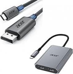 acer USB C to DisplayPort Cable bunlde with USB C to Dual HDMI Adapter