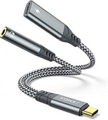 USB C to 3.5mm Headphone and Charger Adapter, 2-in-1 USB Type C to Aux Jack Dongle Cable with PD 60W Fast Charging for iPhone 15 16 17 Pro Max Air, Samsung Galaxy S23 S24 S25 Ultra, Note 20, iPad Pro