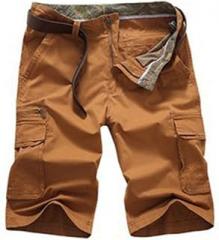 Chickle Men's Cotton Lightweight Relaxed Fit Summmer Cargo Shorts Orange