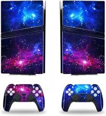 Video Game Console Decal Skin Galaxy Sticker Compatible with PS5 Pro Console Controllers Wrap Skins Space Purple