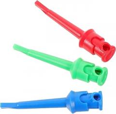 OUNONA 3pcs Test Lead Clip Multimeter Probe Grabber Clip for Electronic Component Testing Insulated Test Hooks