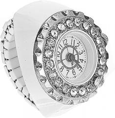 BESTYASH Stylish Diamond Ring Watch for Women Finger Jewelry Watch Decorative Electronic Ring