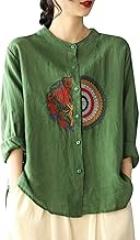 Womens Linen Tops 2025 Print Natural Autumn Fragrant Fabric Shirt Long Sleeve Linen Shirts for Women Cotton Long