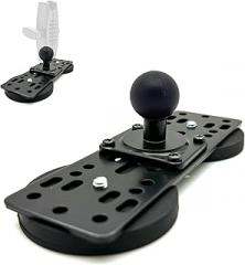 LycoGear Industrial Strength Metal Alloy Dual 65mm Diameter Round Heavy-Duty Magnetic Base with 1 inch Size B AMPS Ball Joint Connector (for Professional Modular use), Black