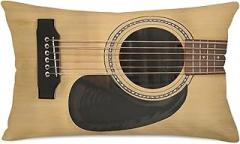 Vintage Spruce Guitar Throw Pillow Covers Cotton Linen Home Decor Pillow Cases Cushion Cover Electronic Musical Instrument Acoustic 12”x20” Oblong Pillow Shams for Waist Lumbar