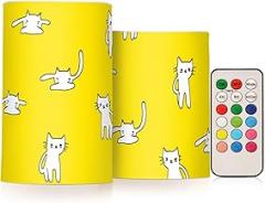 Cute Cat Electronic Candle Light,No Open Flame, No Smoke, No Wax Drips, Remote Controllable, 4-Hour/8-Hour Timer for On/Off, Multiple Light Settings, Versatile for Different Occasions.