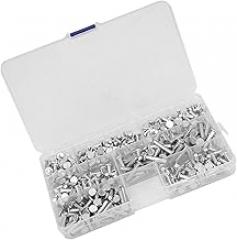 350pcs Flat Head Solid Rivets, M4 Solid Rivets Kit Length 4/6/8/10/12/16/20mm, Solid Rivet Tool Suitable for Electronic and Electrical Products Luggage Furniture