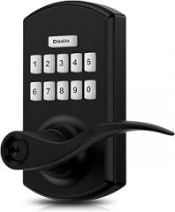 Hidalife Keypad Door Lock with Handle, Keyless Entry for Front Door, Manual Passage Mode, Matte Black