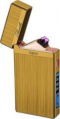YOZWOO Electronic Lighter USB Rechargeable Electric Lighters Double Arc Flameless Lighters No Butane Candle Cool Lighter with LED Power Display for Outdoor Camping, Hiking (Gold)