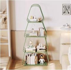 Book Shelf 4 Tier Bookshelf Christmas Tree Shape Bookshelves Living Room Bedroom Office Magazine Book Storage Iron Bookcase for Living Room