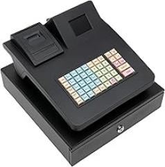 Electronic Cash Register for Small Businesses, 48 Keys Cash Registers POS Cash Machine Flat Keyboard with Drawer Box Dual-Sided Display Thermal Printing Built-in Reporting System