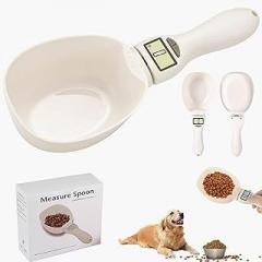Digital Kitchen Scale Measuring Spoon, White Plastic LCD Display Food Scale, 800g/0.1g High Precision, Electronic Scoop for Pet Food, Cooking, Baking, 9.48 inch (1)