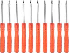 10pcs Mini Slotted Screwdriver, 2mm Flat Head for Watch Eyeglasses Electronics Repair (Red)