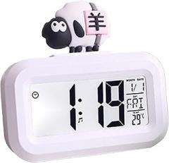 Estink Cute Electronic Clock, Cartoon LED Screen Desktop Alarm Clock with Calendar and Temperature Display, for Kids Room and Home Decor (#2)