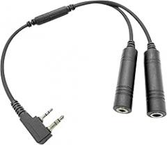 WODASEN GA Dual Plugs General Aviation Headset Twin Jacks Helicopter Headphone Adapter Connector Cable (3/16