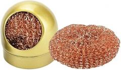 Electronic Welding Tools,Soldering Tip Iron Cleaner Kit Portable 2 Cleaning Balls with 1 Base Holder Golden