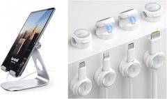 Lamicall Crystal-Clear Cable Clips & Tablet Stand