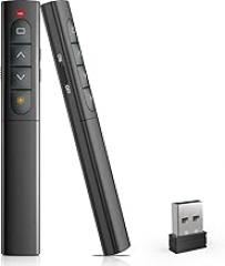 Presentation Clicker Wireless Slide Remote for Powerpoint PPT Slideshow, USB Presenter Pointer Advancer for Office Classroom Laptop/Computer/Mac Red Light