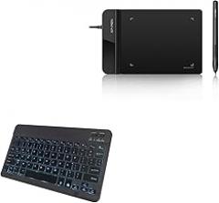 BoxWave Keyboard Compatible with XP-Pen Star G430S - SlimKeys Bluetooth Keyboard - with Backlight, Portable Slim LED 7 Colors - Jet Black