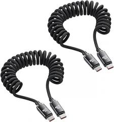 Multifuntional 120W Spring USB C Cable Fast Power Supply Nylon and Metal Texture Suitable for Phones and Electronics