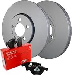 Bison Performance Coated 288mm Vented Disc Rotors and TRW Pro Low-Metallic Pad Set with Electronic Sensor Front Brake Kit For Volkswagen Beetle Golf Jetta Base GL GLS GLX TDI Sport GTI GLX GTI VR6 2.5