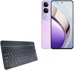 BoxWave Keyboard Compatible with vivo V40 Lite 4G - SlimKeys Bluetooth Keyboard, Portable Thin with Chiclet-Style Keys - Jet Black