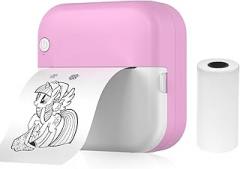 Mini Thermal Printer Multifunction Portable Sticker Instant Photo Inkless Printing Port BT Connection for Smartphone with 1 Paper Roll 57mm Compatible with iOS Android System for Picture