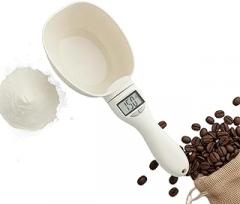 Digital Measuring Spoon, Food Electronic Measuring Scoop with Conversion, Adjustable Digital (800g/0.1g) with High Precision LCD Display— for Baking, Spices, Coffee, and Pet Food (White)